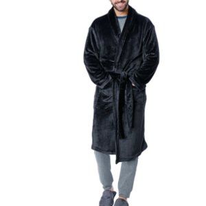 Guillaume Men's Micro Mink Shawl Collar Robe Charcoal Sz M